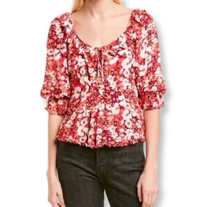 Free People Sweet Memories XS Blouse Floral Boho Feminine